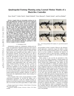 Quadrupedal Footstep Planning using Learned Motion Models of a Black-Box Controller