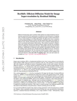ResShift: Efficient Diffusion Model for Image Super-resolution by
  Residual Shifting