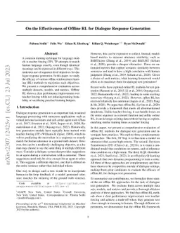 On the Effectiveness of Offline RL for Dialogue Response Generation