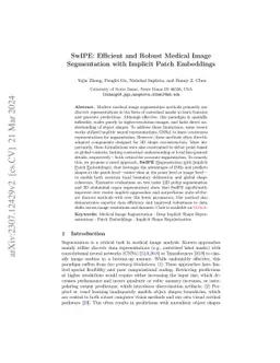 SwIPE: Efficient and Robust Medical Image Segmentation with Implicit
  Patch Embeddings