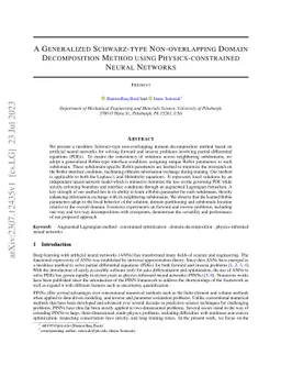 A Generalized Schwarz-type Non-overlapping Domain Decomposition Method
  using Physics-constrained Neural Networks