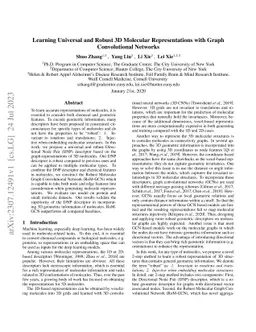 Learning Universal and Robust 3D Molecular Representations with Graph
  Convolutional Networks