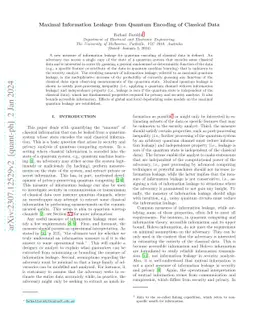 Maximal Information Leakage from Quantum Encoding of Classical Data