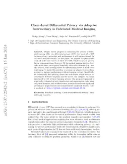 Client-Level Differential Privacy via Adaptive Intermediary in Federated
  Medical Imaging