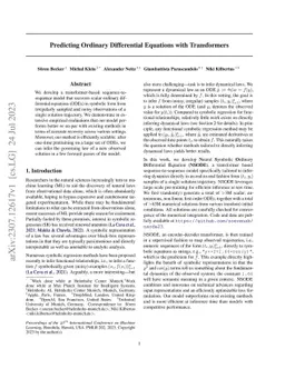 Predicting Ordinary Differential Equations with Transformers