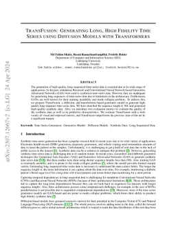 TransFusion: Generating Long, High Fidelity Time Series using Diffusion
  Models with Transformers