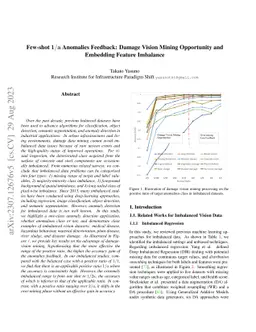 Few-shot $\mathbf{1/a}$ Anomalies Feedback : Damage Vision Mining
  Opportunity and Embedding Feature Imbalance