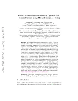 Global k-Space Interpolation for Dynamic MRI Reconstruction using Masked
  Image Modeling
