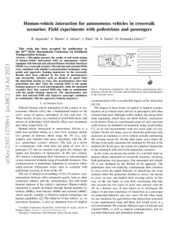 Human-vehicle interaction for autonomous vehicles in crosswalk
  scenarios: Field experiments with pedestrians and passengers