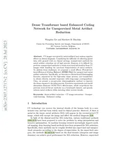 Dense Transformer based Enhanced Coding Network for Unsupervised Metal
  Artifact Reduction