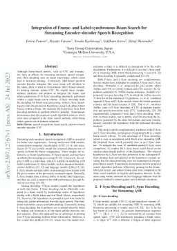 Integration of Frame- and Label-synchronous Beam Search for Streaming
  Encoder-decoder Speech Recognition