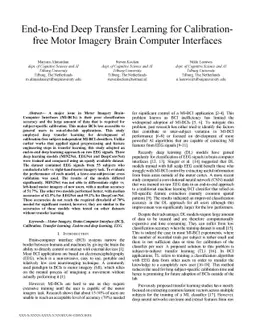 End-to-End Deep Transfer Learning for Calibration-free Motor Imagery
  Brain Computer Interfaces