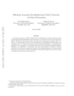 Efficiently Learning One-Hidden-Layer ReLU Networks via Schur
  Polynomials