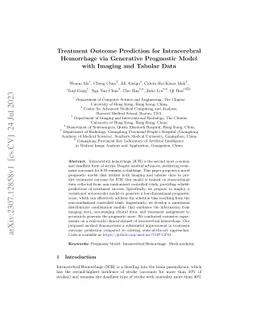 Treatment Outcome Prediction for Intracerebral Hemorrhage via Generative
  Prognostic Model with Imaging and Tabular Data