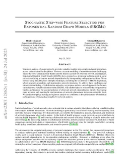Stochastic Step-wise Feature Selection for Exponential Random Graph
  Models (ERGMs)