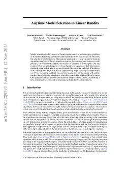 Anytime Model Selection in Linear Bandits