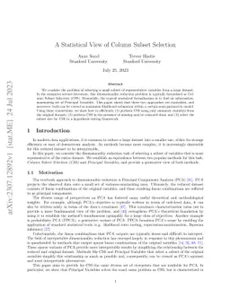 A Statistical View of Column Subset Selection