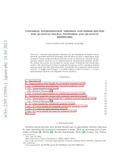 Universal Approximation Theorem and error bounds for quantum neural networks and quantum reservoirs