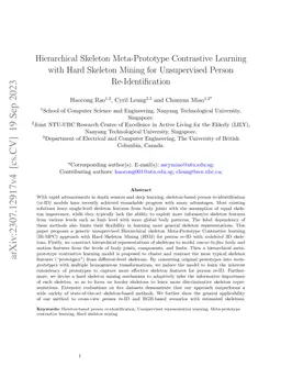Hierarchical Skeleton Meta-Prototype Contrastive Learning with Hard
  Skeleton Mining for Unsupervised Person Re-Identification
