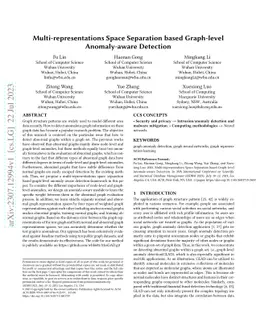 Multi-representations Space Separation based Graph-level Anomaly-aware
  Detection
