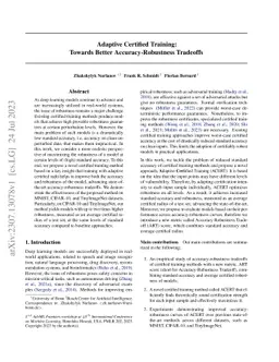 Adaptive Certified Training: Towards Better Accuracy-Robustness
  Tradeoffs