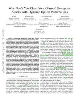 Why Don't You Clean Your Glasses? Perception Attacks with Dynamic
  Optical Perturbations