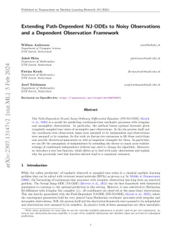 Extending Path-Dependent NJ-ODEs to Noisy Observations and a Dependent
  Observation Framework