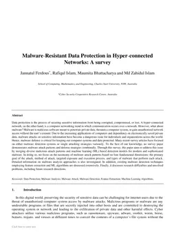 Malware Resistant Data Protection in Hyper-connected Networks: A survey