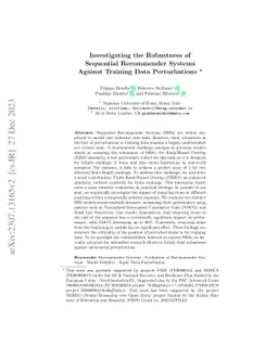 Investigating the Robustness of Sequential Recommender Systems Against
  Training Data Perturbations