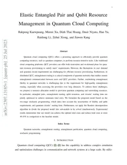Elastic Entangled Pair and Qubit Resource Management in Quantum Cloud
  Computing