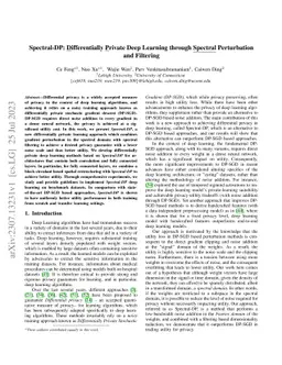 Spectral-DP: Differentially Private Deep Learning through Spectral
  Perturbation and Filtering