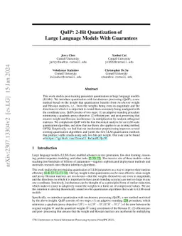 QuIP: 2-Bit Quantization of Large Language Models With Guarantees