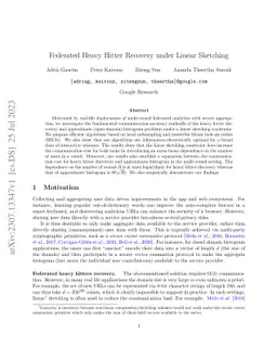Federated Heavy Hitter Recovery under Linear Sketching
