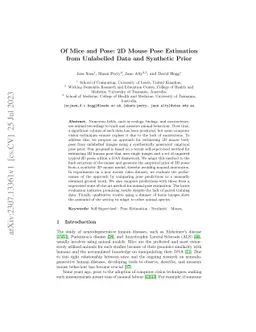 Of Mice and Pose: 2D Mouse Pose Estimation from Unlabelled Data and
  Synthetic Prior