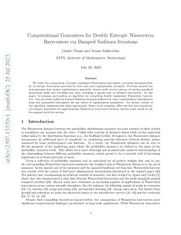 Computational Guarantees for Doubly Entropic Wasserstein Barycenters via
  Damped Sinkhorn Iterations