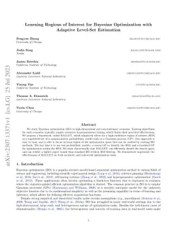 Learning Regions of Interest for Bayesian Optimization with Adaptive
  Level-Set Estimation