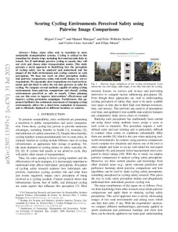 Scoring Cycling Environments Perceived Safety using Pairwise Image
  Comparisons