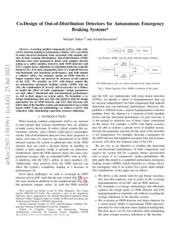 Co-Design of Out-of-Distribution Detectors for Autonomous Emergency
  Braking Systems