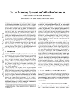 On the Learning Dynamics of Attention Networks