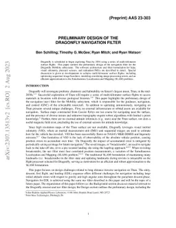 Preliminary Design of the Dragonfly Navigation Filter