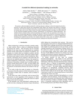 A model for efficient dynamical ranking in networks