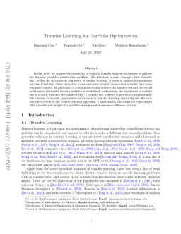 Transfer Learning for Portfolio Optimization