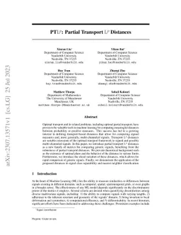 PT$\mathrm{L}^{p}$: Partial Transport $\mathrm{L}^{p}$ Distances