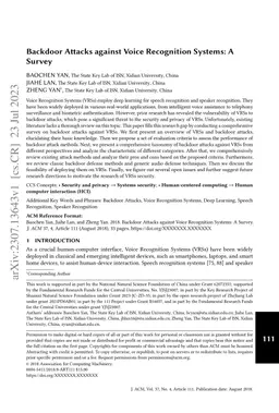 Backdoor Attacks against Voice Recognition Systems: A Survey