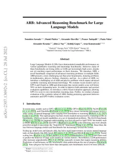 ARB: Advanced Reasoning Benchmark for Large Language Models