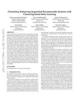 ClusterSeq: Enhancing Sequential Recommender Systems with Clustering
  based Meta-Learning