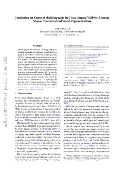 Combating the Curse of Multilinguality in Cross-Lingual WSD by Aligning
  Sparse Contextualized Word Representations