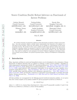 Source Condition Double Robust Inference on Functionals of Inverse
  Problems