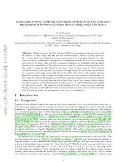 Relationship between Batch Size and Number of Steps Needed for Nonconvex
  Optimization of Stochastic Gradient Descent using Armijo Line Search