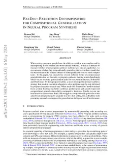 ExeDec: Execution Decomposition for Compositional Generalization in
  Neural Program Synthesis